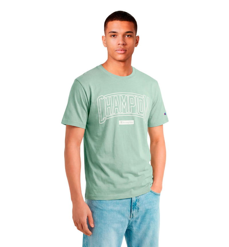 Camiseta Casual Champion Logo Puff Print Honeydew