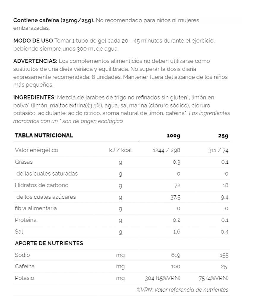 Recovery energy gel Running_Unisex_226ERS Energy Gel Bio 25gr 25mg Caf Lem