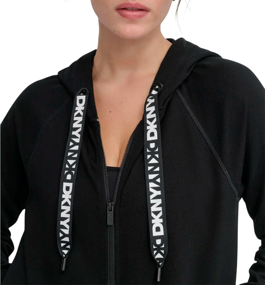 DKNY Two Tone Logo Drawcord Casual Zip-Up Jacket