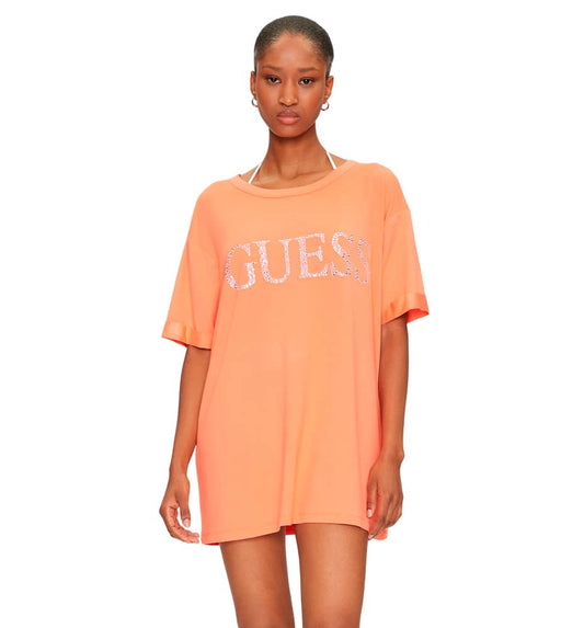 Casual Long T-Shirt_Women_Guess Logo Long SS Tee