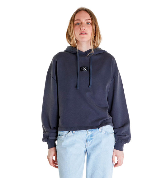 Hoodie Sudadera Capucha Casual_Mujer_CALVIN KLEIN Washed Woven Label Hoodie