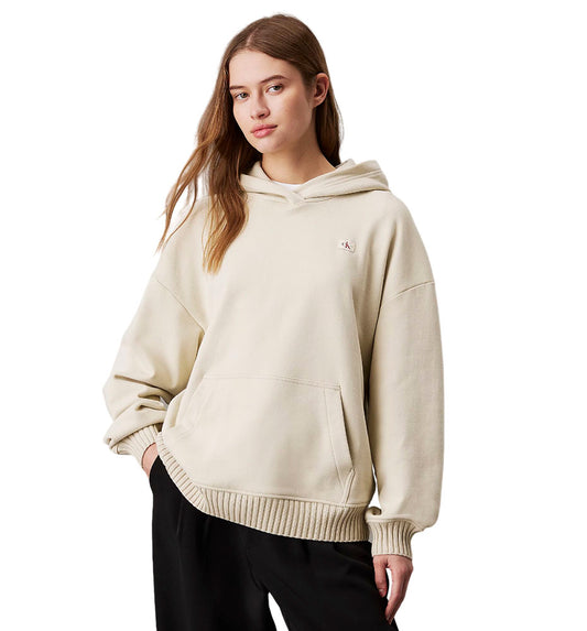Hoodie Sudadera Capucha Casual_Mujer_CALVIN KLEIN Woven Label Peached Hoodie