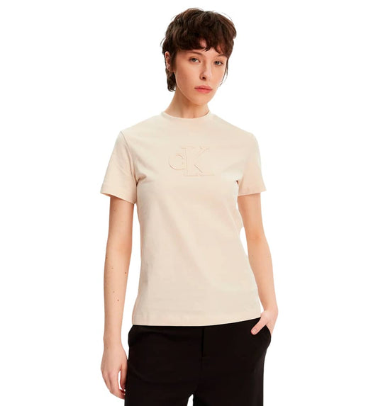Casual M/c T-shirt_Women_CALVIN KLEIN Ck Applique Regular Tee