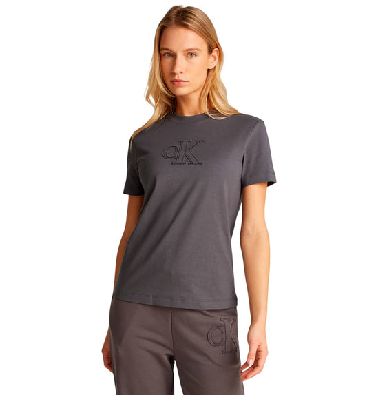 Casual M/c T-shirt_Women_CALVIN KLEIN Ck Applique Regular Tee