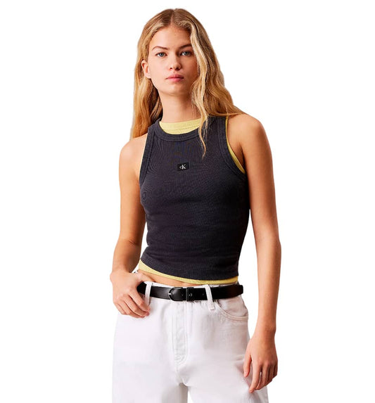 Women's Casual Tank Top CALVIN KLEIN Washed Woven Label Rib Tank Top