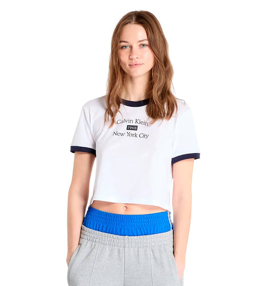 Women's Casual M/c T-shirt CALVIN KLEIN SS Drapey Jersey Crop Tee
