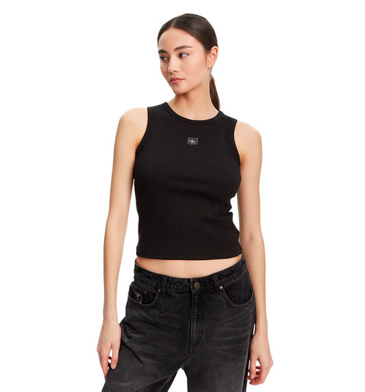 Calvin Klein Women's Casual Tank Top - Woven Label 2x2 Cotton Rib T
