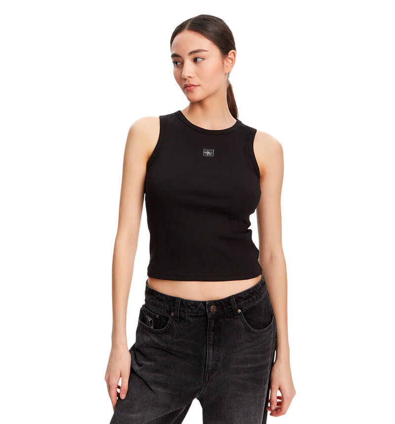 Camiseta De Tirantes Casual Calvin Klein A - Woven Label 2x2 Cotton Rib T