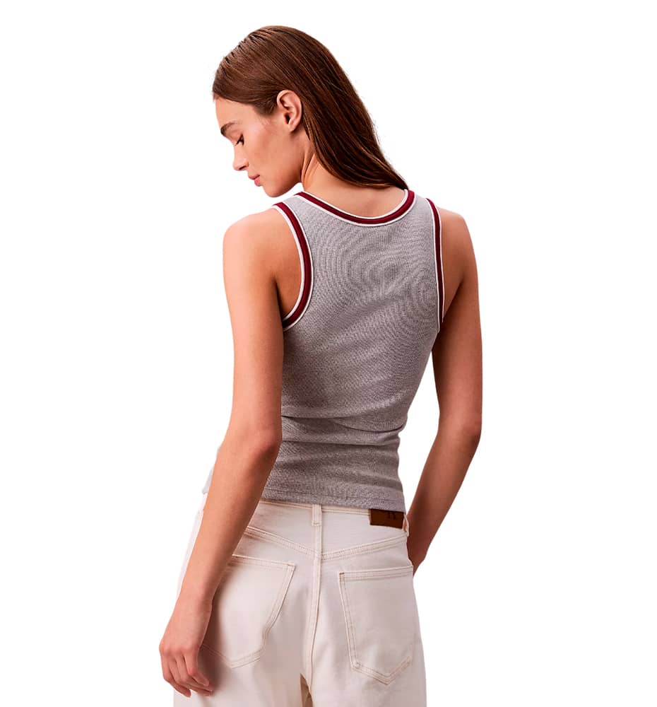 Camiseta De Tirantes Casual_Mujer_CALVIN KLEIN Color Block Cotton Rib Crew Tank