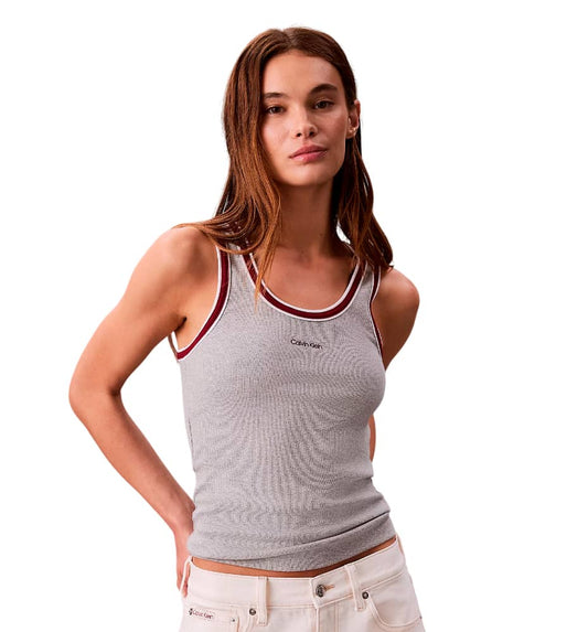 Women's Casual Tank Top Calvin Klein Color Block Cotton Rib Crew Tank