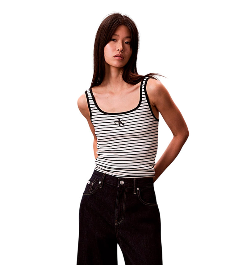Calvin Klein Casual Tank Top Striped Monologue Scoop