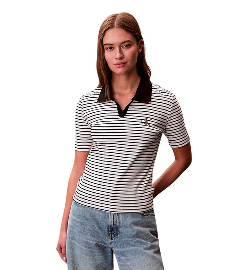 Calvin Klein Monologo Rib Polo Stripe Casual Polo