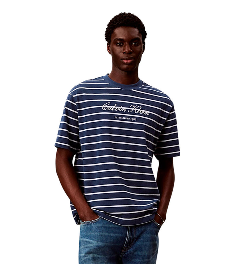Camiseta Casual Calvin Klein Stripe Pique