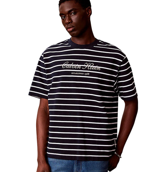 Camiseta Casual Calvin Klein Stripe Casual Pique Calvin