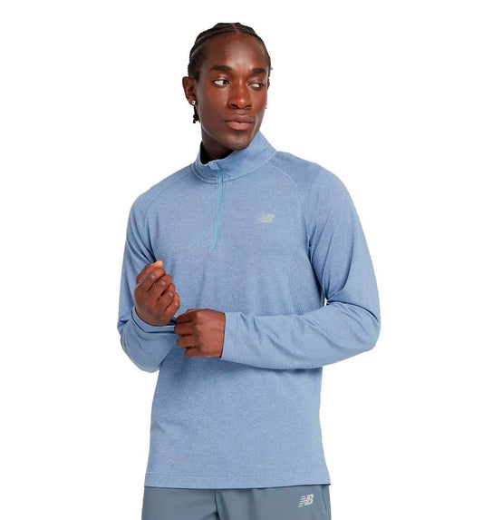 Running_Men's_NEW BALANCE Heb Knit 1/4 Zip Sweatshirt