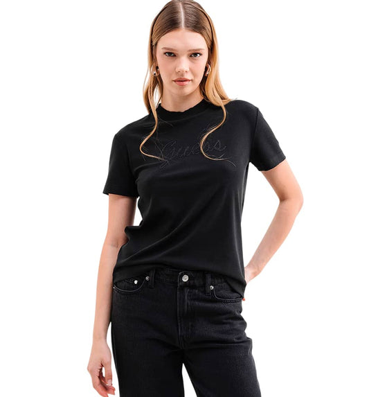 Women's Casual Short Sleeve T-Shirt_GUESS Dora Knit-collar Tee