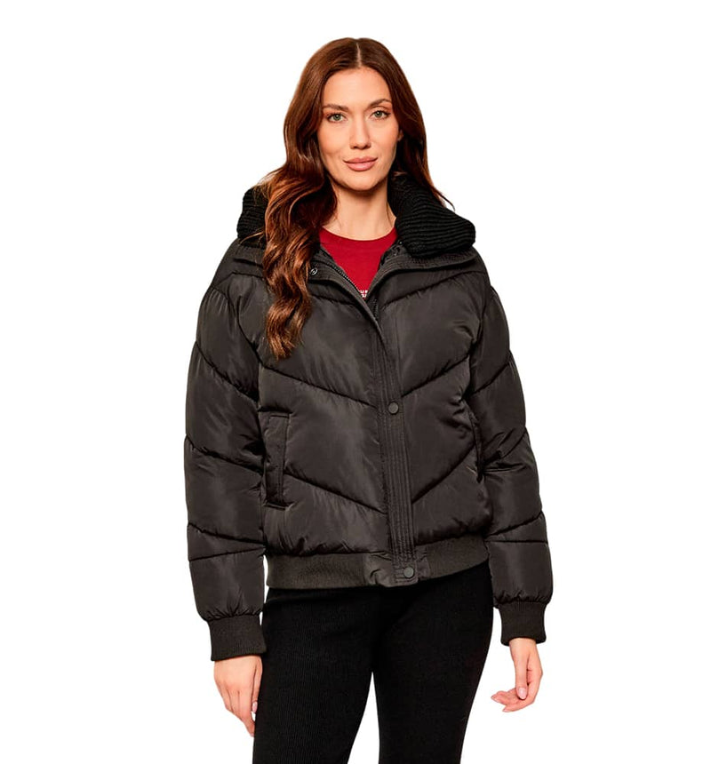 Chaqueta Casual Guess Dora Detachable Knit-Collar Pu