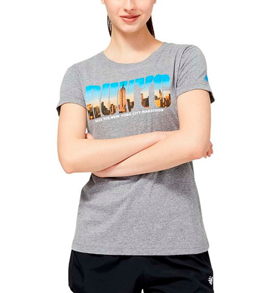T-shirt M/c Running_Woman_NEW BALANCE Nyc Marathon Runyc Sunset
