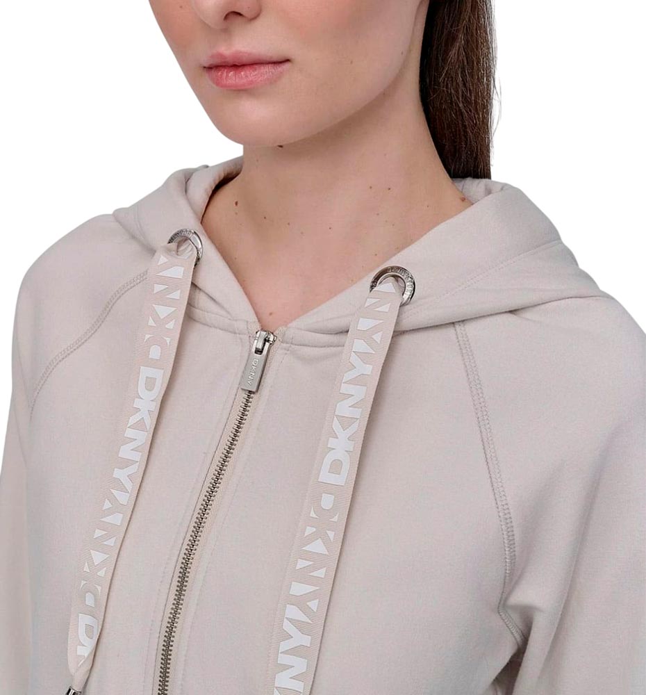 DKNY Two Tone Logo Drawcord Casual Zip-Up Jacket