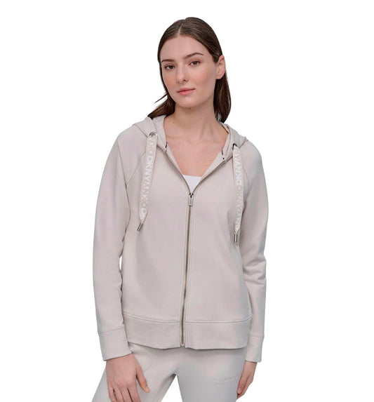 DKNY Two Tone Logo Drawcord Casual Zip-Up Jacket