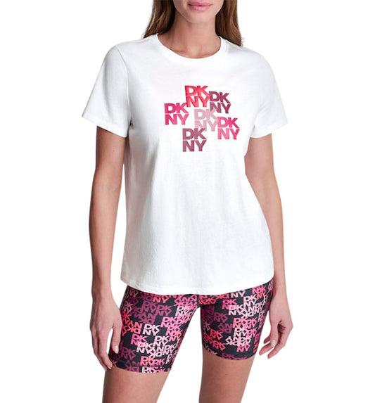 Camiseta Casual Dkny Camo Mixed Media Logo