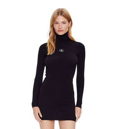 Casual Dress_Women_CALVIN KLEIN Badge Roll Neck Sweater Dress