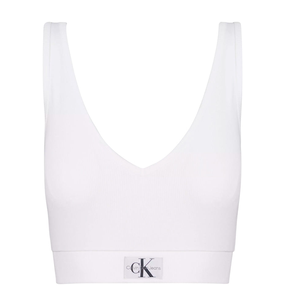 Tank Top Casual_Mujer_CALVIN KLEIN Woven Label Rib Crop V-neck Top