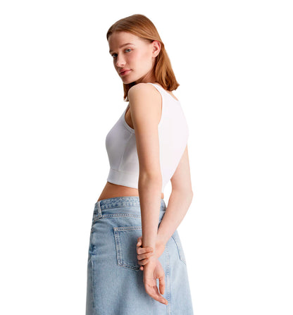 Camiseta De Tirantes Casual_Mujer_CALVIN KLEIN Woven Label Rib Crop V-neck Top