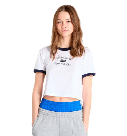 Women's Casual M/c T-shirt CALVIN KLEIN SS Drapey Jersey Crop Tee