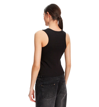 Calvin Klein Women's Casual Tank Top - Woven Label 2x2 Cotton Rib T