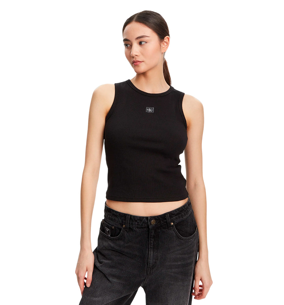 Calvin Klein Women's Casual Tank Top - Woven Label 2x2 Cotton Rib T