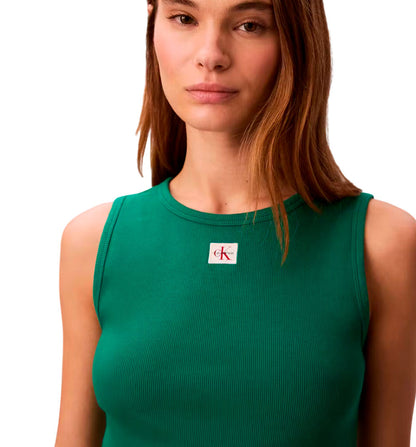 Camiseta Sin Mangas Casual Calvin Klein Sl Woven Label 2x2 Baby Rib Cuto