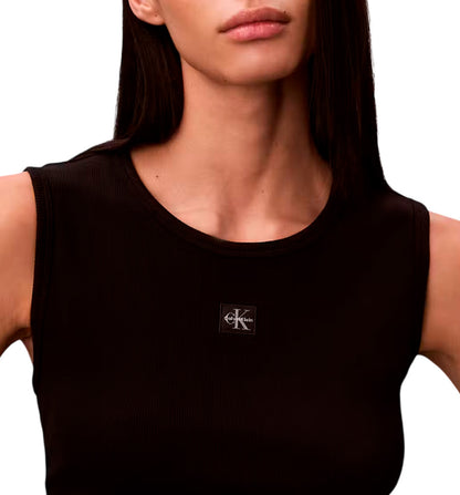 Camiseta Sin Mangas Casual Calvin Klein Sl Woven Label 2x2 Baby Rib Cuto