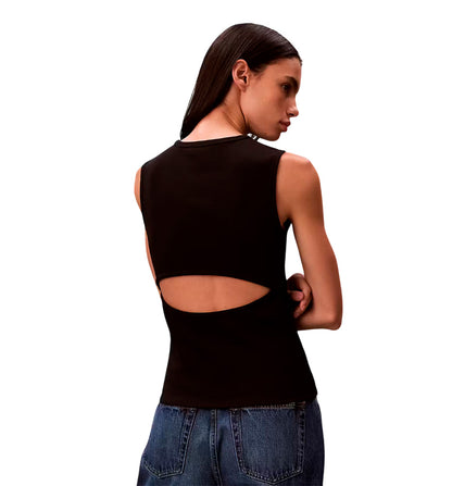 Camiseta Sin Mangas Casual Calvin Klein Sl Woven Label 2x2 Baby Rib Cuto