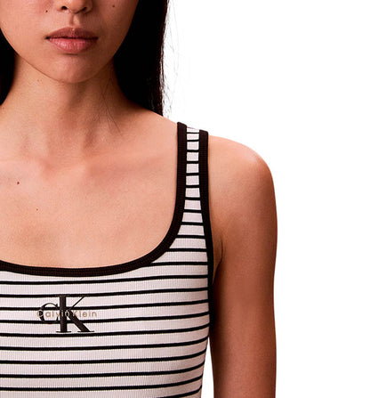 Camiseta De Tirantes Casual Calvin Klein Striped Monologo SStriped Monologo Scoop