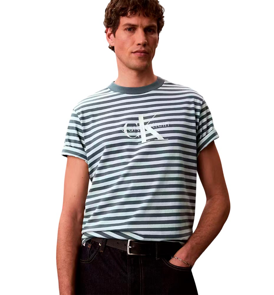 Camiseta Casual Calvin Klein 20s Stripe Monologo