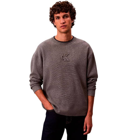 Sweatshirt Casual_Men_CALVIN KLEIN Ls Embossed Logo Crewnk Sweater