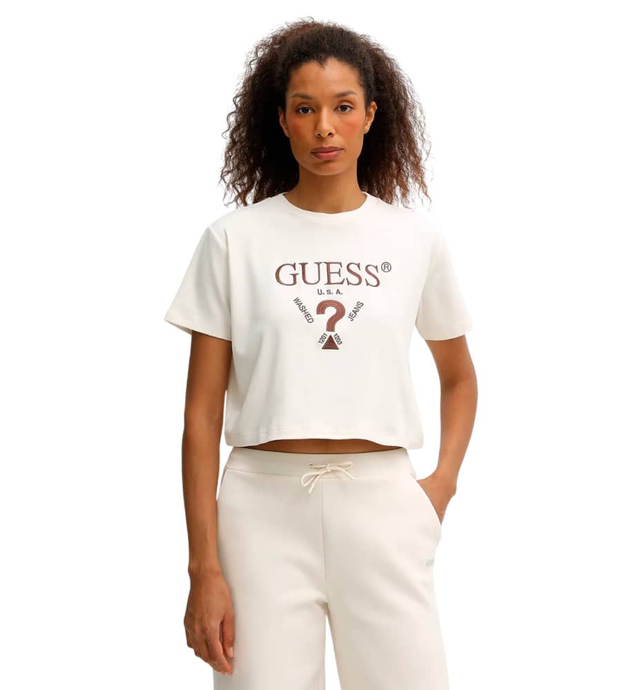 Women's Casual Short-Sleeve T-Shirt by GUESS Fabia Crop T-Shirt