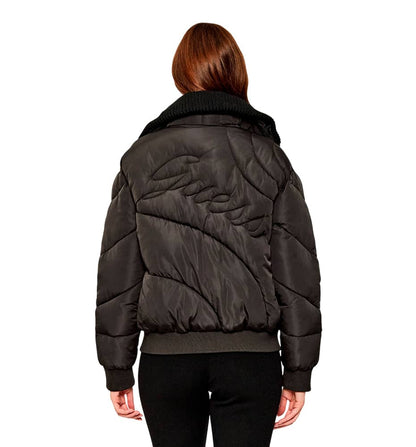 Chaqueta Casual_Mujer_GUESS Dora Detachable Knit-collar Pu